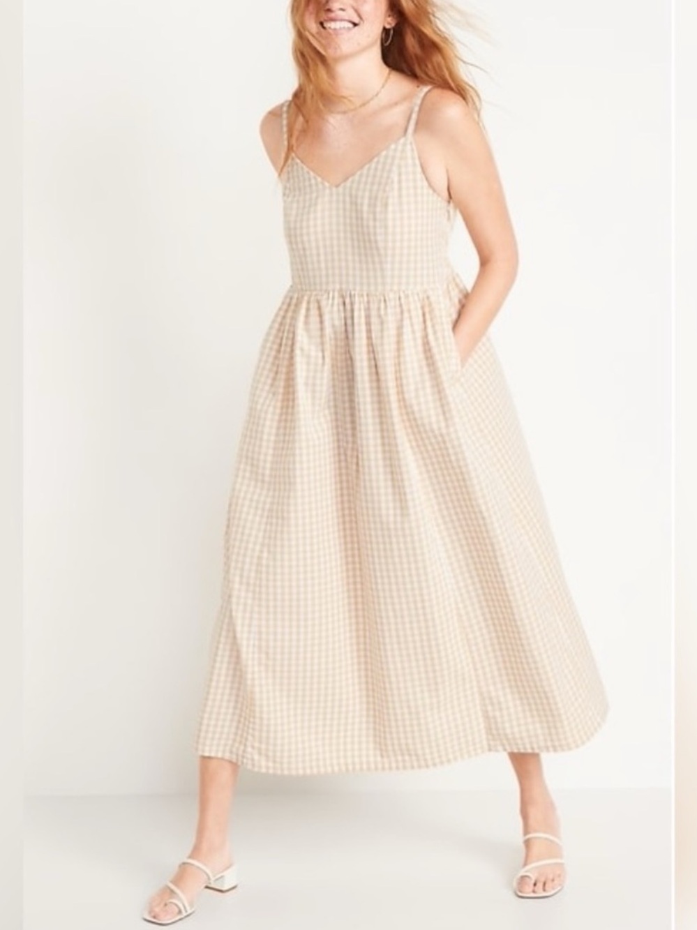 OLD NAVY Gingham Spaghetti Strap Midi Dress